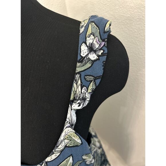 Free People Dear You Blue Floral Lined Mini Dress with pockets Size Small - Picture 9 of 9